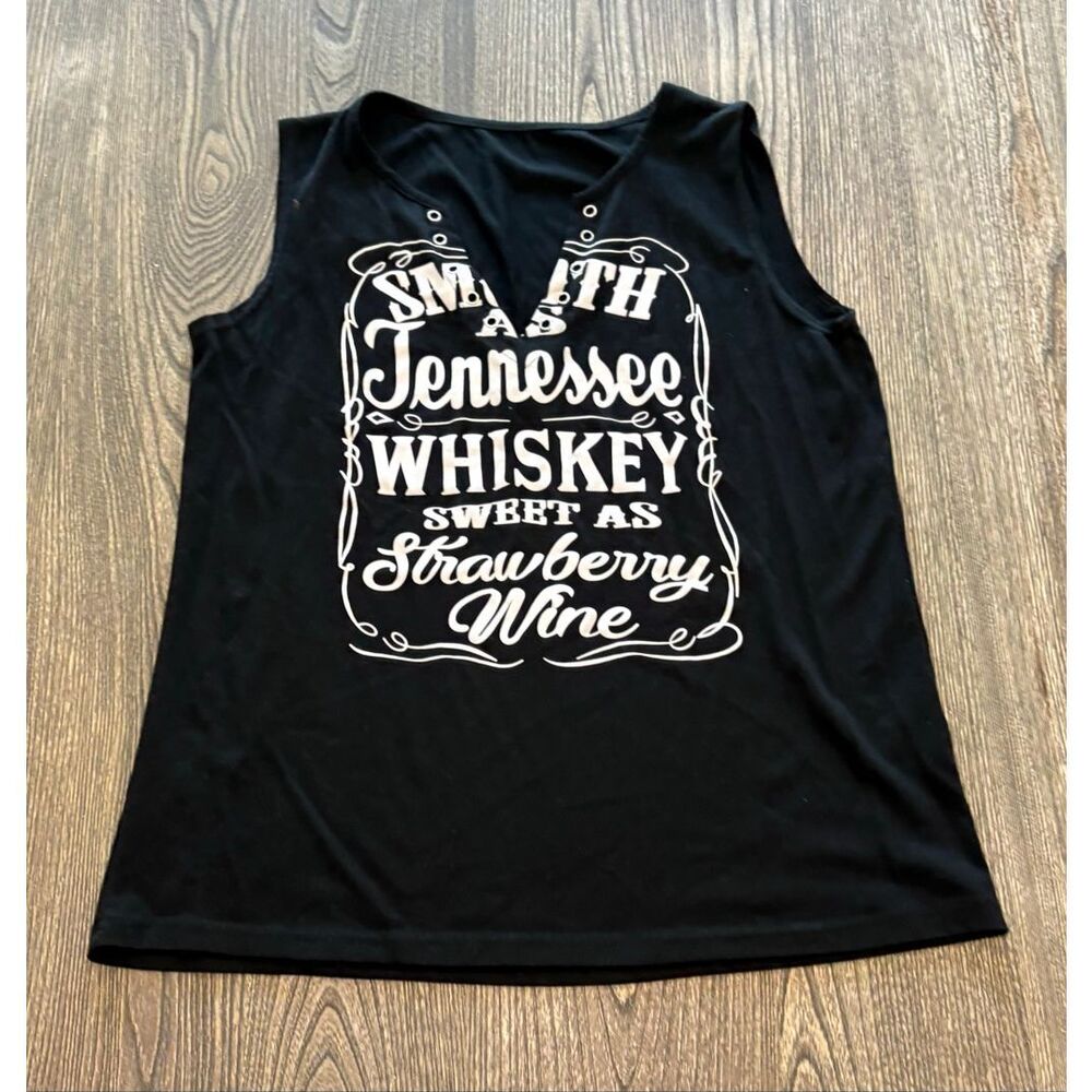 Womens Smooth As Tennessee Whiskey Tank Top Deep V-Neck Pullover Black Size L